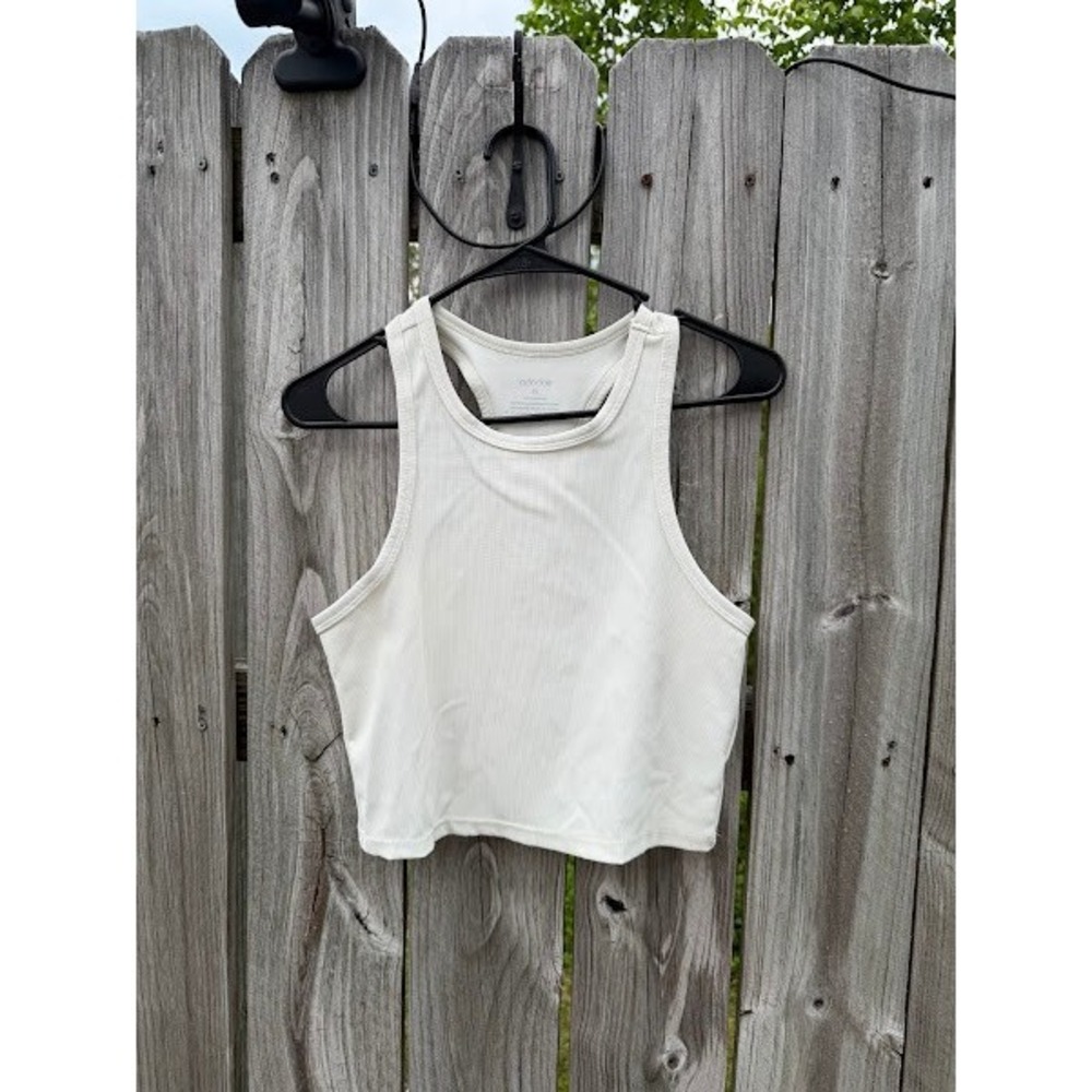 Athleisure Yoga Streetwear Ododos Women Ribbed Racerback Crop Top Off‎ White XL